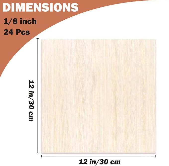 Basswood Sheets 1/8 X 12 X 12 Inch, 3 mm Plywood Sheets Balsa Wood Sheet Craft - Image 2