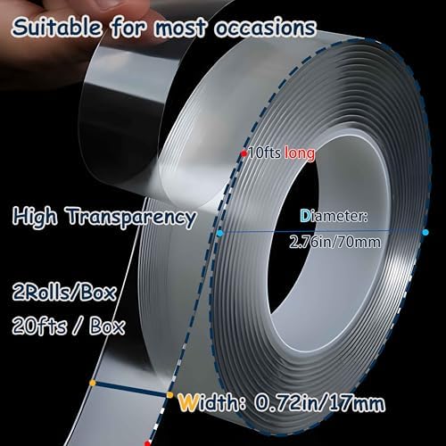Valley'sYuMiao 2Rolls, Nano Double Sided Mountinging Tape, Adhesive-self Heavy - Image 2