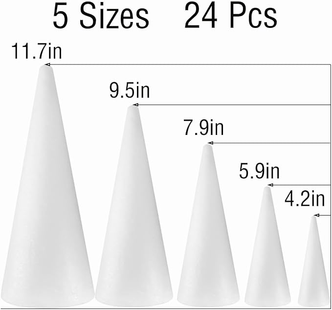 FFchuanhe 24-Pack Craft Foam Cones, Foam Tree Cones, - Image 2