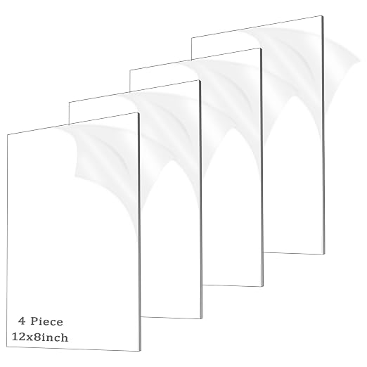 4 Pieces 1/8" Thick Acrylic Sheets, Plexiglass Sheets, Photo Frames by ADTDA