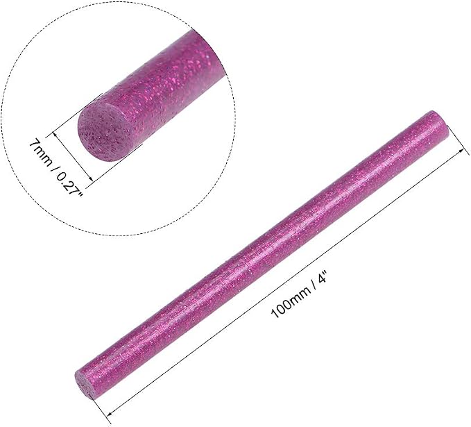 uxcell Mini Hot Glue Sticks for Glue Gun 0.27-inch x 4-inch Rose Red Glitter - Image 2