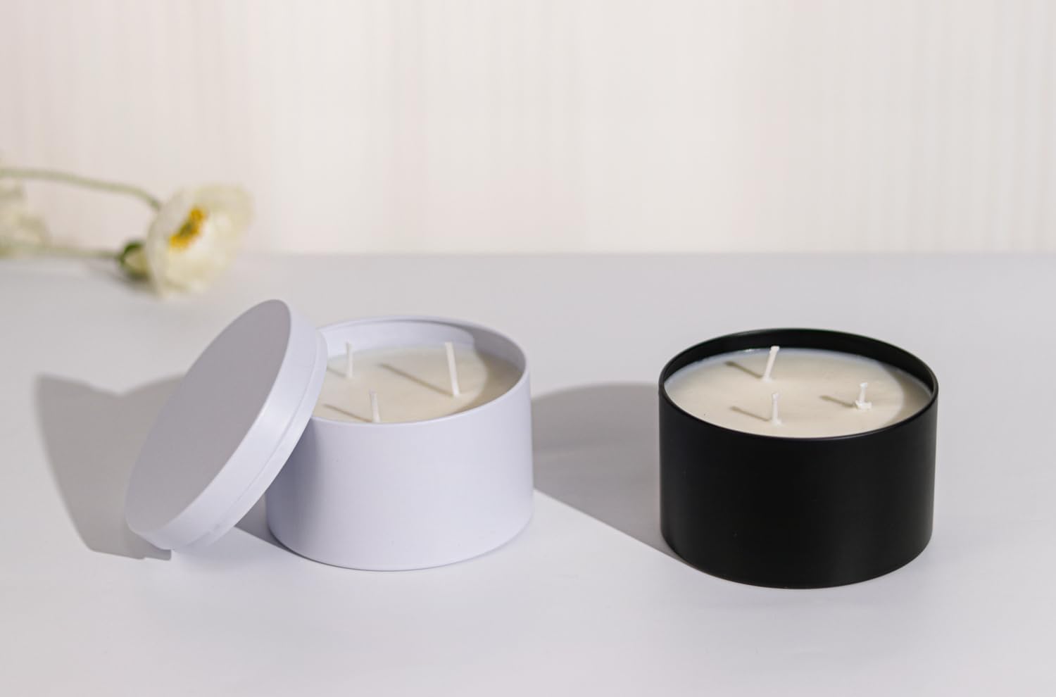 Candle Tins with Lids, 3 Wicks Candle Jars 14oz/420ml Candle Containers 12 Pack Seamless Bulk Candle Containers for Candle Making Supplies Wholesale Empty Candle Jars - Black