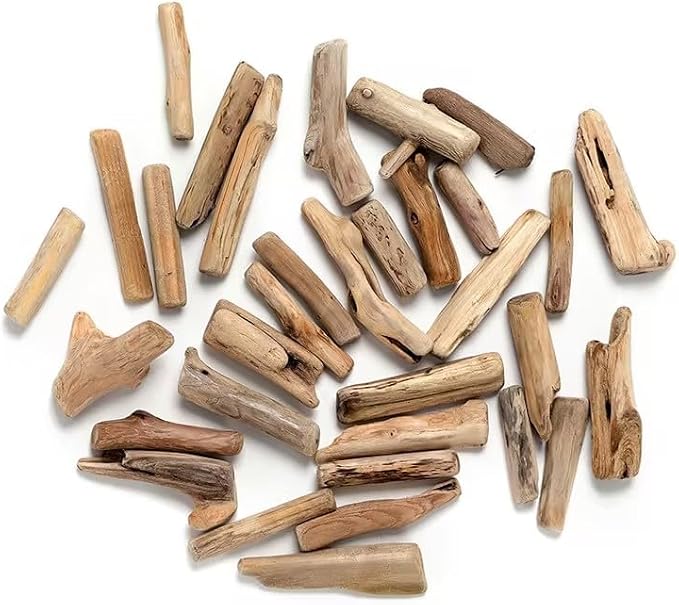 20 Pcs Natural Driftwood Pieces Branch Slices Craft Sticks Beach Decor DIY by Unknown