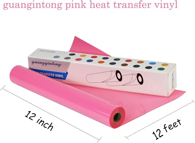 guangyintong Heat Transfer Vinyl Pink HTV Rolls, Glossy Surface Pink HTV Vinyl - Image 3