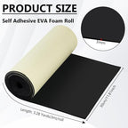BENECREAT 118x11.8 Inch Black Self Adhesive EVA Foam Roll, 3mm Thick Adhesive - Image 2