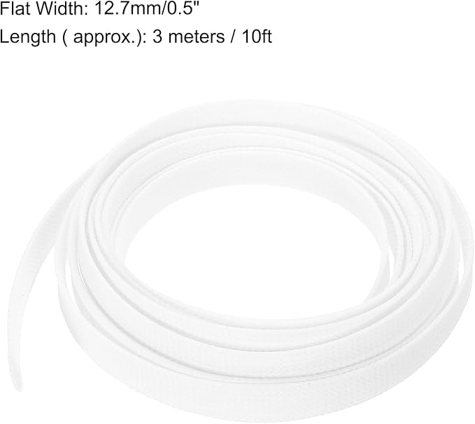 uxcell PET Expandable Sleeving 10ft 1/2" White Cable Management Sleeve Cord - Image 3