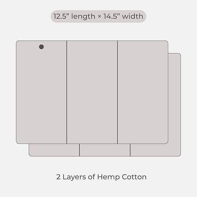 Hemp Prefold Inserts with Snap - 2 Layers - Reusable and Absorbent - 13" x 15" Perfect for Any Diaper- 2 Pack - Nora's Nursery