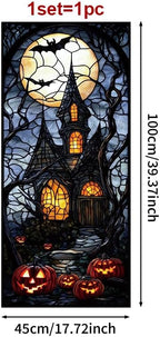 Haunted House Halloween Window Film 17.71x39.97 Inch Stained Glass Static Cling - Image 3