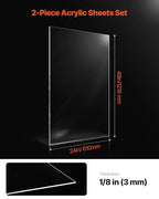 VEVOR Plexiglass Acrylic Sheets, 24 x 48 Inch 1/8 Inch Thick Clear Plastic Cast - Image 2