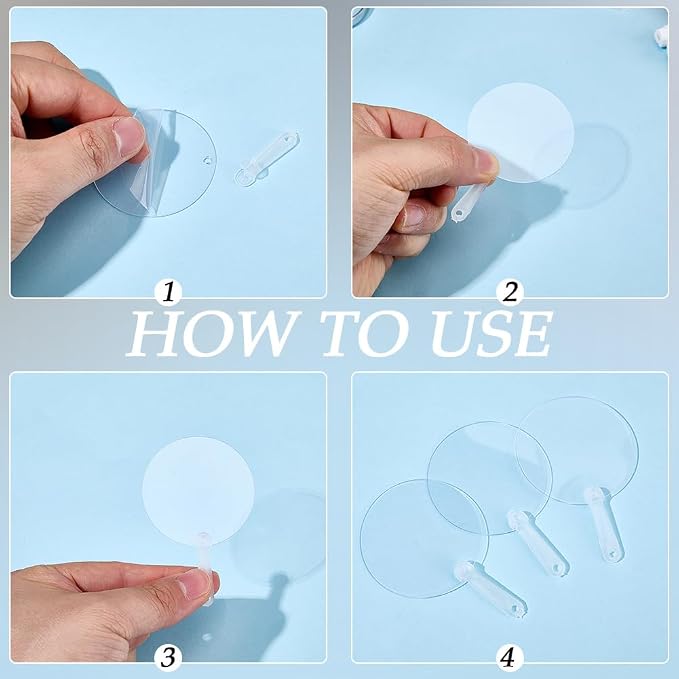 50Pcs Small Fan Blanks Round Plastic Hand Fan Bulk Summer Clear Transparent - Image 5