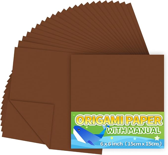 Praisebank Brown Origami Paper, Double Sided Color, Origami Paper Kit by Praisebank