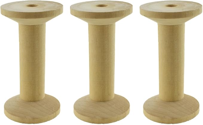 HAHIYO 3.15Inches 3PCs Natural Color Wood Spool by HAHIYO