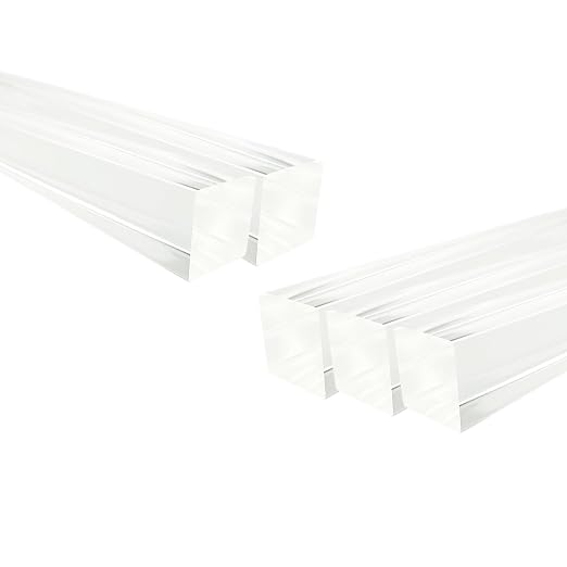 5Pcs Clear Acrylic Square Rods, 12mm x 300mm Thick Transparent Plastic Dowel by HXymxkeqi