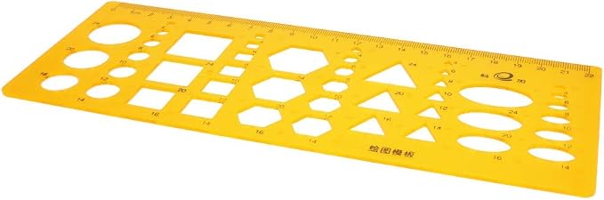 Utoolmart Plastic Drawing Templates Yellow Measuring Rulers Geometric Templates - Image 3