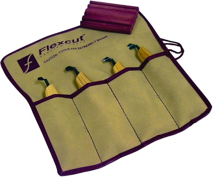 Flexcut Wood Carving Tools | Left-Handed Scorp Set of 4 Scorp Gouges | Includes by Flexcut