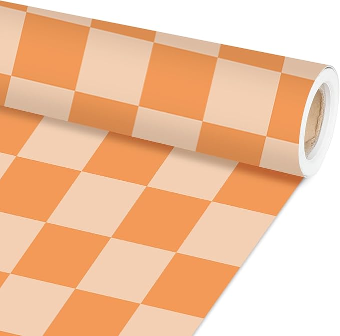 Hippie Orange Checked Bulletin Board Paper Roll Retro Orange Bulletin Board by Qyeahkj