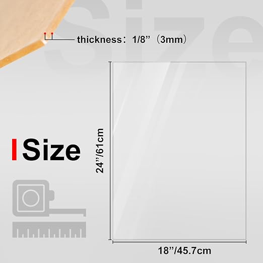 KINLINK 24x36 Plexiglass Sheets 1/8 inch Thick, 3mm Clear Cast Acrylic Sheet - Image 2