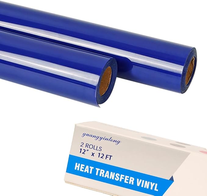 guangyintong Blue Heat Transfer Vinyl HTV Rolls, 2 Rolls 12" x 12ft Blue Iron by guangyintong