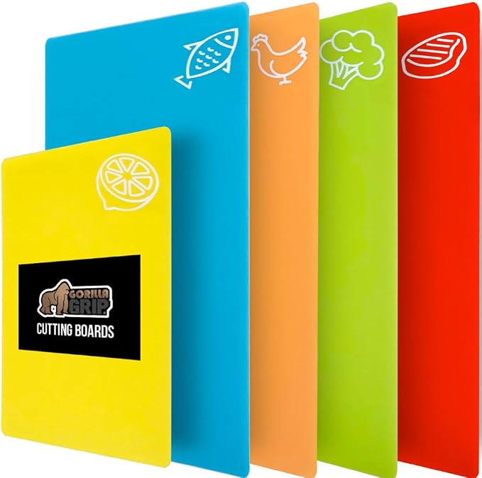 GORILLA GRIP 100% BPA-Free Flexible Cutting Board Set of 5, Durable Plastic Mats by Unknown