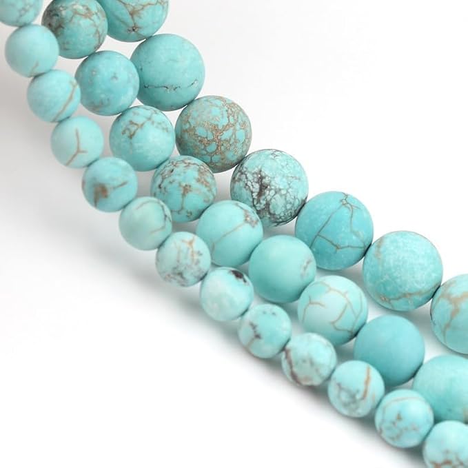 8mm Matte Turquoise Bead, 15-Inch Matte Round Loose Stone Beads - Image 5