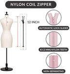 12 inch #3 Non-Separating Nylon Coil Jacket Zipper, Durable Closed-End Sewing - Image 2