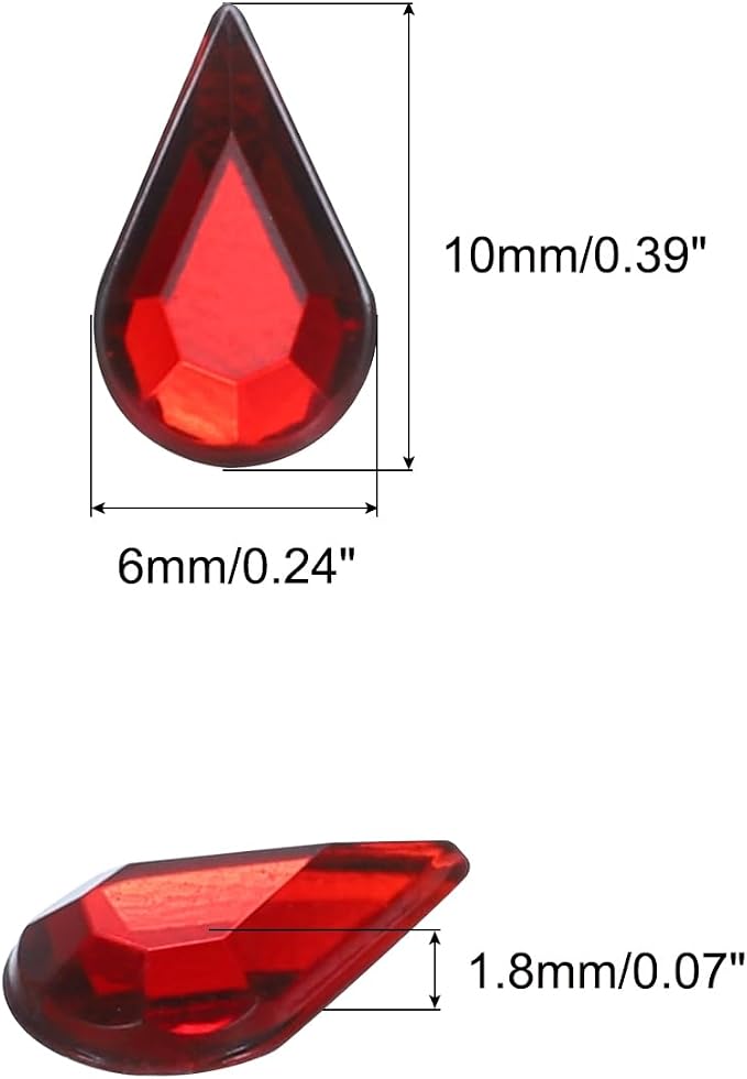 MECCANIXITY 50PCS Flat Back Acrylic Teardrop Gems 6x10mm Artificial Rhinestones - Image 2