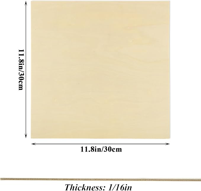 25Pcs 12 x 12 x 1/16 Inch Basswood Sheets, 1.5mm Unfinished Basswood Sheets - Image 2