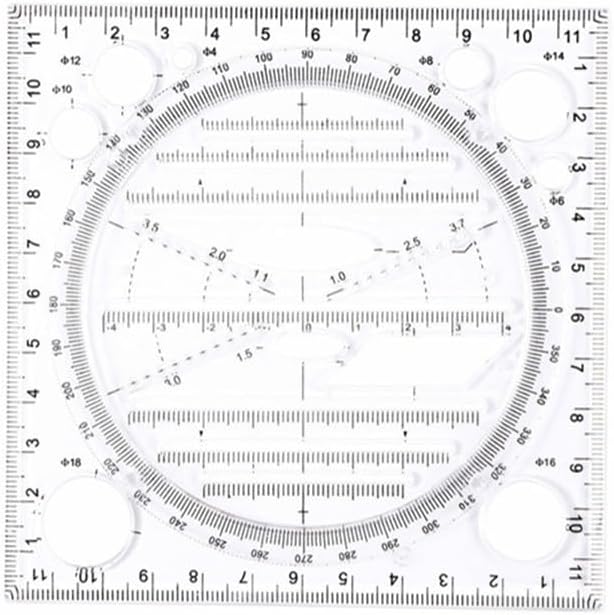 2 Pcs Multifunctional Drawing Ruler, Angle and Circle Maker Drawing Geometric by Unknown
