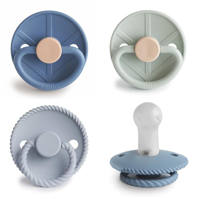 FRIGG SilkySoft Silicone Baby Pacifier 4-Pack Skyline Serenity | Made in Denmark | BPA-Free (6-18 Months)