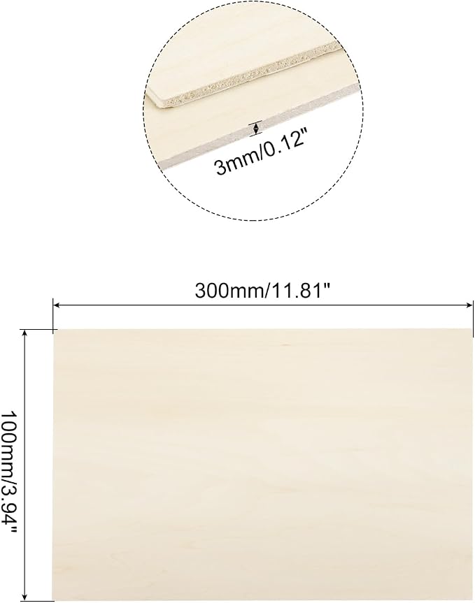 MECCANIXITY Basswood Sheet 11.8 x 3.9 x 0.12 Inch Unfinished Wood Boards Plywood - Image 2