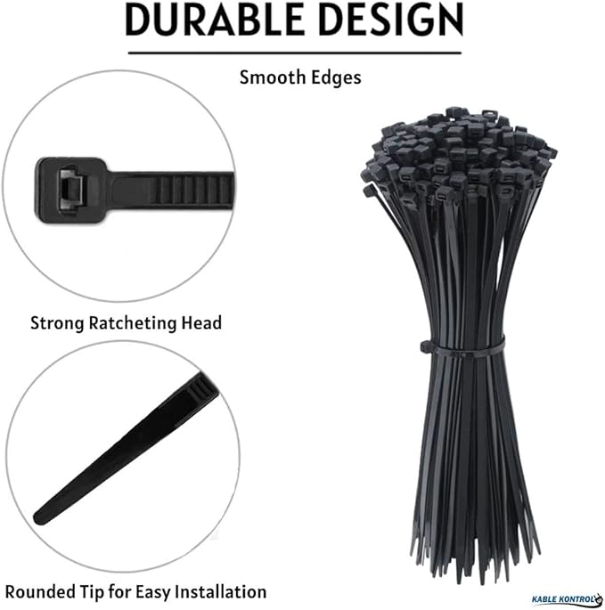 Kable Kontrol Cable Zip Ties Black 10, 50 Lbs Tensile Strength, Bulk Pack - Image 4