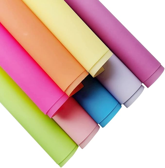 XHT 8 Pcs Candy Color Jelly Vinyl, Matte Solid Color Waterproof Transluscent by XHTFauxLeather