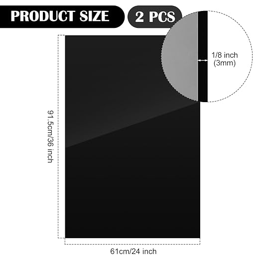 Juexica 2 Pcs 24'' x 36'' Black Acrylic Sheet 1/8'' Thick Cast Acrylic Sheet - Image 2