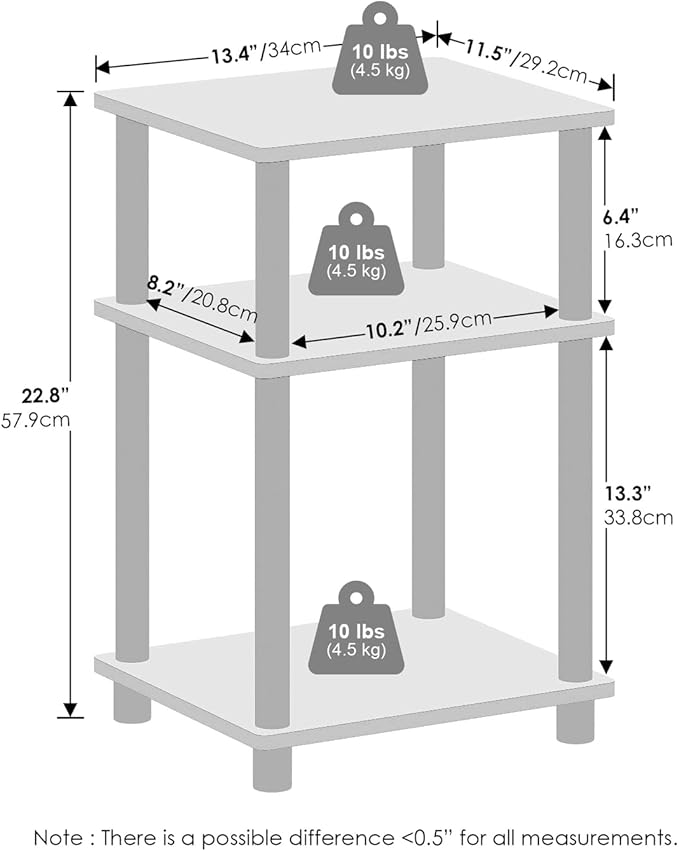 Furinno Turn-N-Tube Storage Shelves, Stackable Standing Shelf, Open Corner Shelf - Image 3