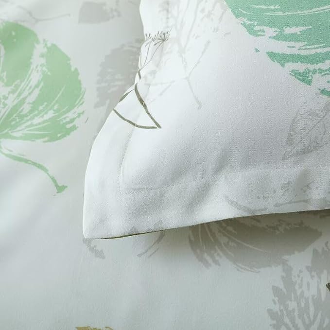 OAITE Duvet Cover Twin Size, Reversible Fallen Leaves Green Duvet Cover Set - Image 4