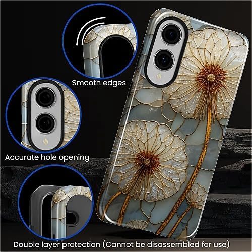 for Samsung Galaxy S25 Edge Case, Dandelion Stained Glass Pattern Glossy 2 in 1 - Image 5