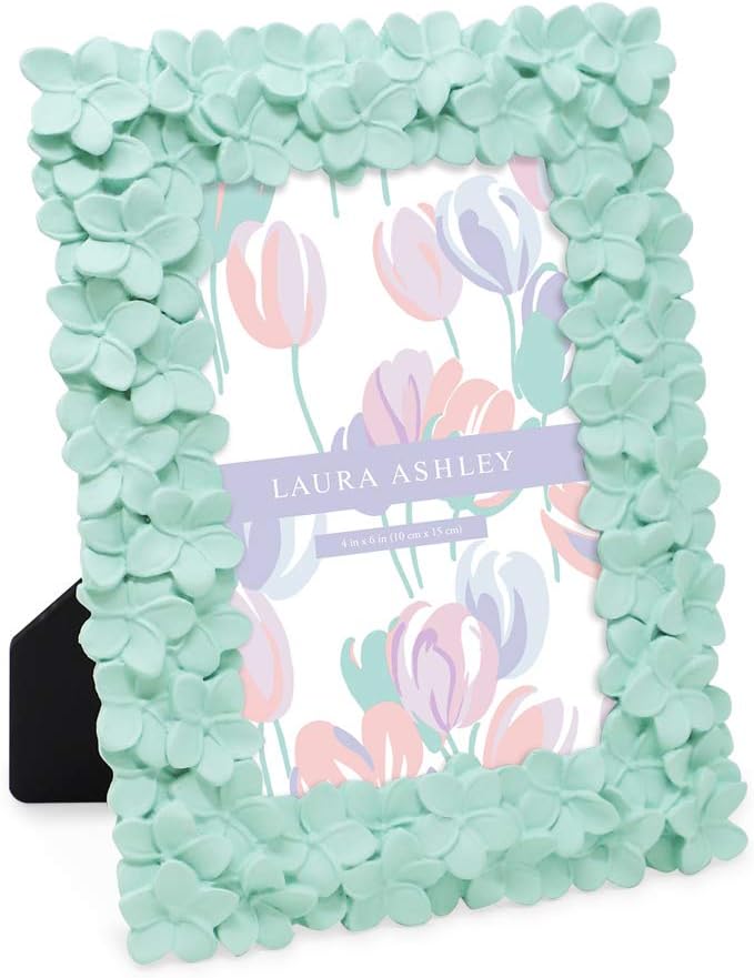 Laura Ashley 4x6 Mint Green Flower Textured Hand-Crafted Resin Picture Frame by Unknown