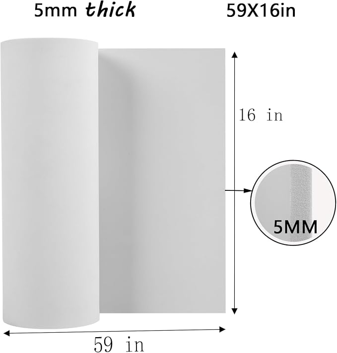 AMZQNART EVA Foam 5mm, Cosplay Foam Roll 16 x 59in（6.5sqft）White, Suitable - Image 2