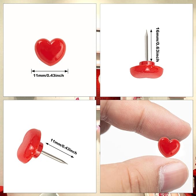 ELANE 100 Pcs Heart Thumb Tacks - Image 2