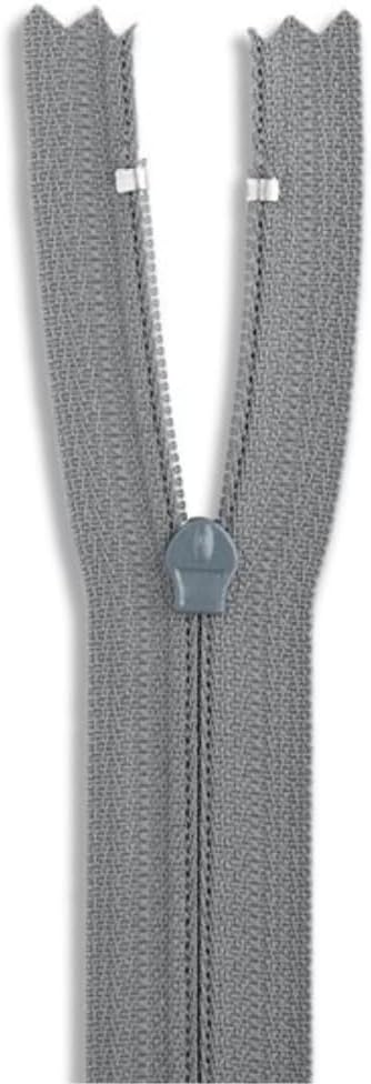 18" Medium Grey Nylon Coil Zipper #3, Non-Separating, Closed-End - Image 3