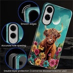 for Samsung Galaxy S25 Edge Case, Highland Cow Flower Pattern Glossy 2 in 1 - Image 5