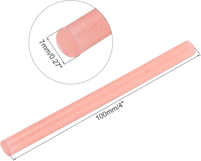 uxcell Mini Hot Glue Sticks for Glue Gun 7mm x 100mm Glitter Pink 12pcs - Image 2