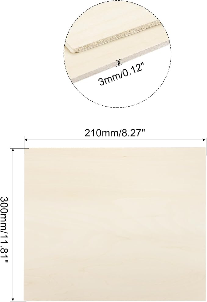 MECCANIXITY Basswood Sheet 8.3 x 11.8 x 0.12 Inch Unfinished Wood Boards Plywood - Image 2
