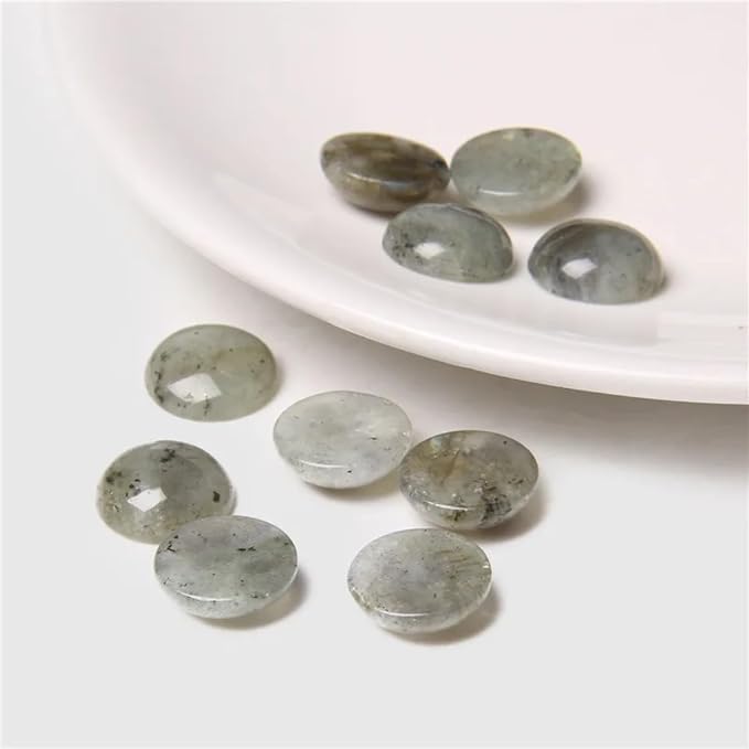 20pcs 10mm Natural Stone No Hole White Labradorite Semicircle Smooth Cabochons - Image 3