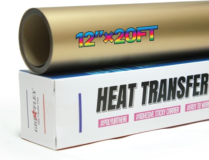 PU Heat Transfer Vinyl 12"×20ft Roll Gold – HTV by GIO-FLEXHTVFashionMask