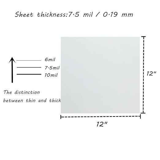 BANLTRE 12 Sheets 7.5 mil Mylar Sheet 12 x 12 inch Milky Translucent PET Blank - Image 3