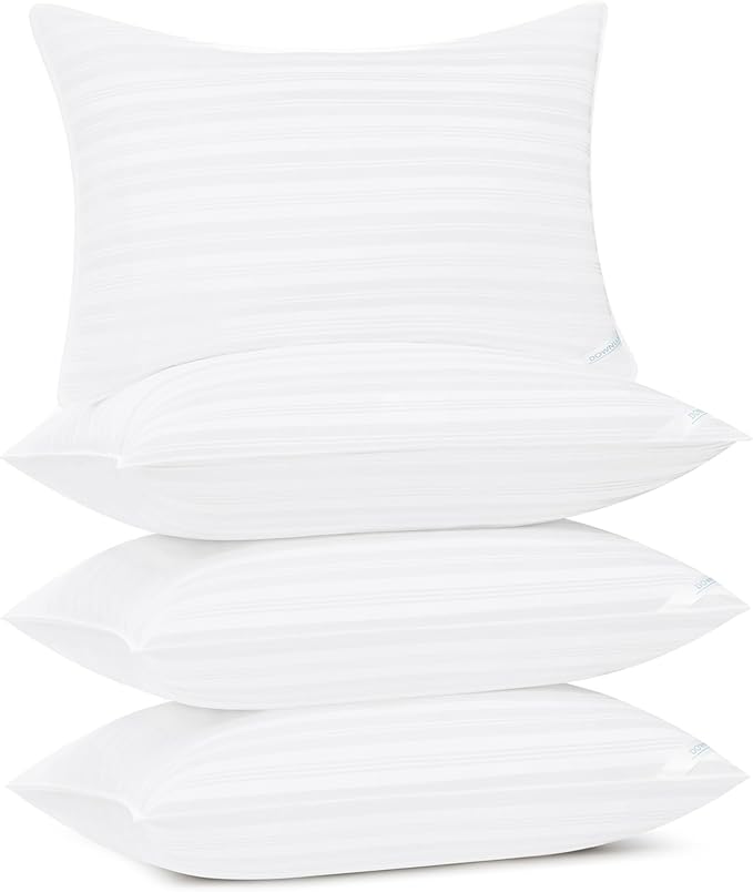 downluxe Standard Size Pillows Set of 4 – Premium Down Alternative Bed Pillows by Downluxe