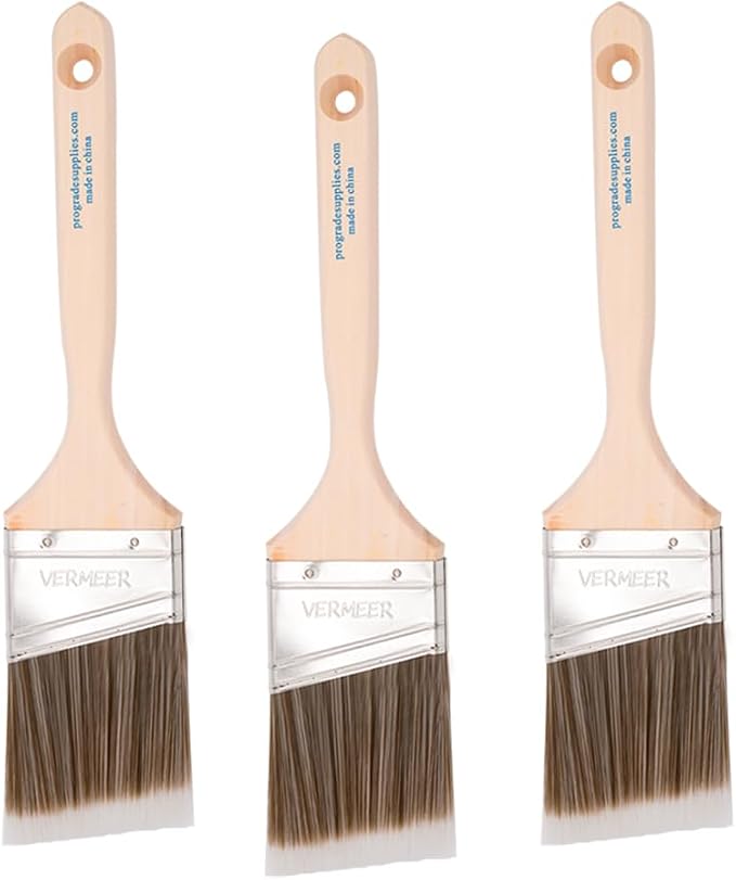 Vermeer Paint Brushes, 2.5 Inch Angled Paint Brush, Trim & Cut-in, 3 Pack | by Vermeer