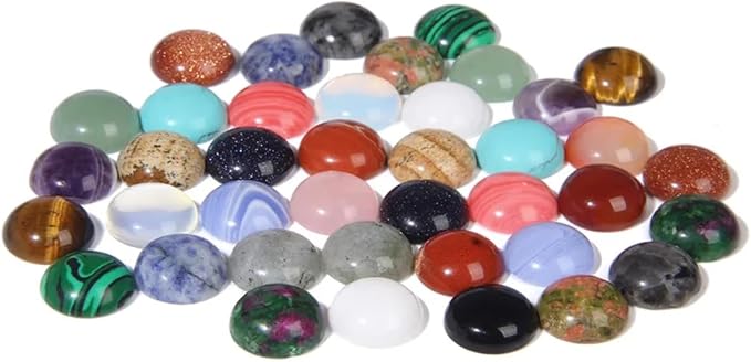 20pcs 16mm Natural Stone No Hole Assorted Colors Semicircle Smooth Cabochons - Image 2
