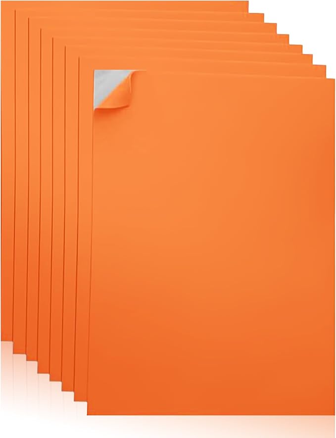 Self-Adhesive EVA Foam Sheets for Crafts – 2mm Thickness 8 Orange Sheets by Unknown